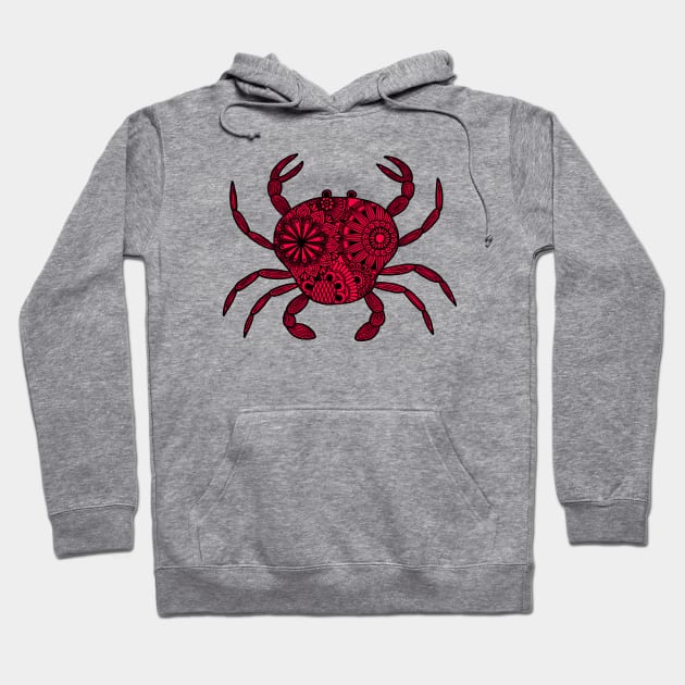 Mandala Crab (red and black) Hoodie by calenbundalas